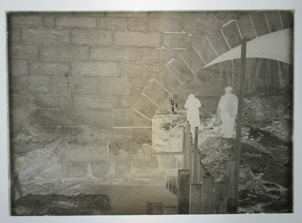 ALLEGHENY COUNTY, PA. BRIDGE AND STREAM. 5 X 7 GLASS PLATE NEGATIVE,CIRCA 1910s.