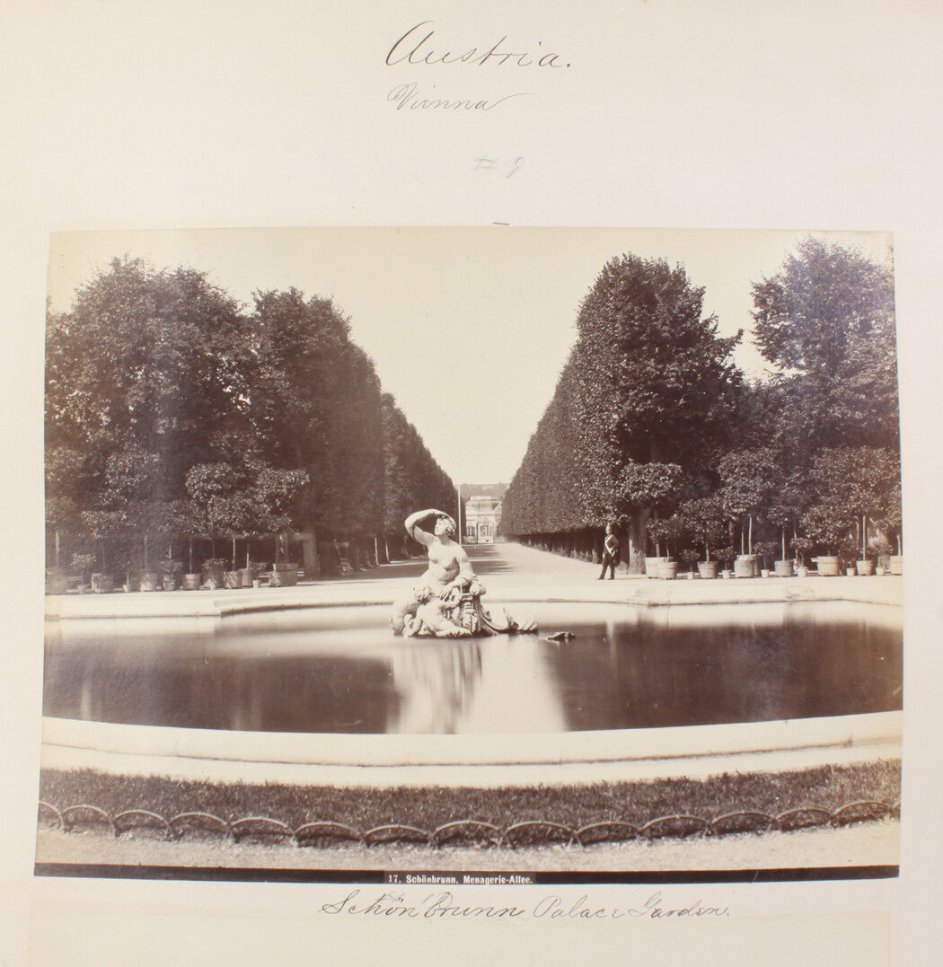 Vintage 8x10 Photo Reprint: Schoenberg Palace Garden & Fountain, Vienna, Austria - Historic Cityscape Print