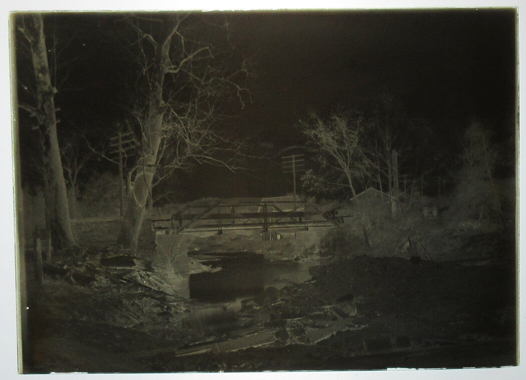 ALLEGHENY COUNTY, PA. BRIDGE AND STREAM. 5 X 7 GLASS PLATE NEGATIVE,CIRCA 1910s.