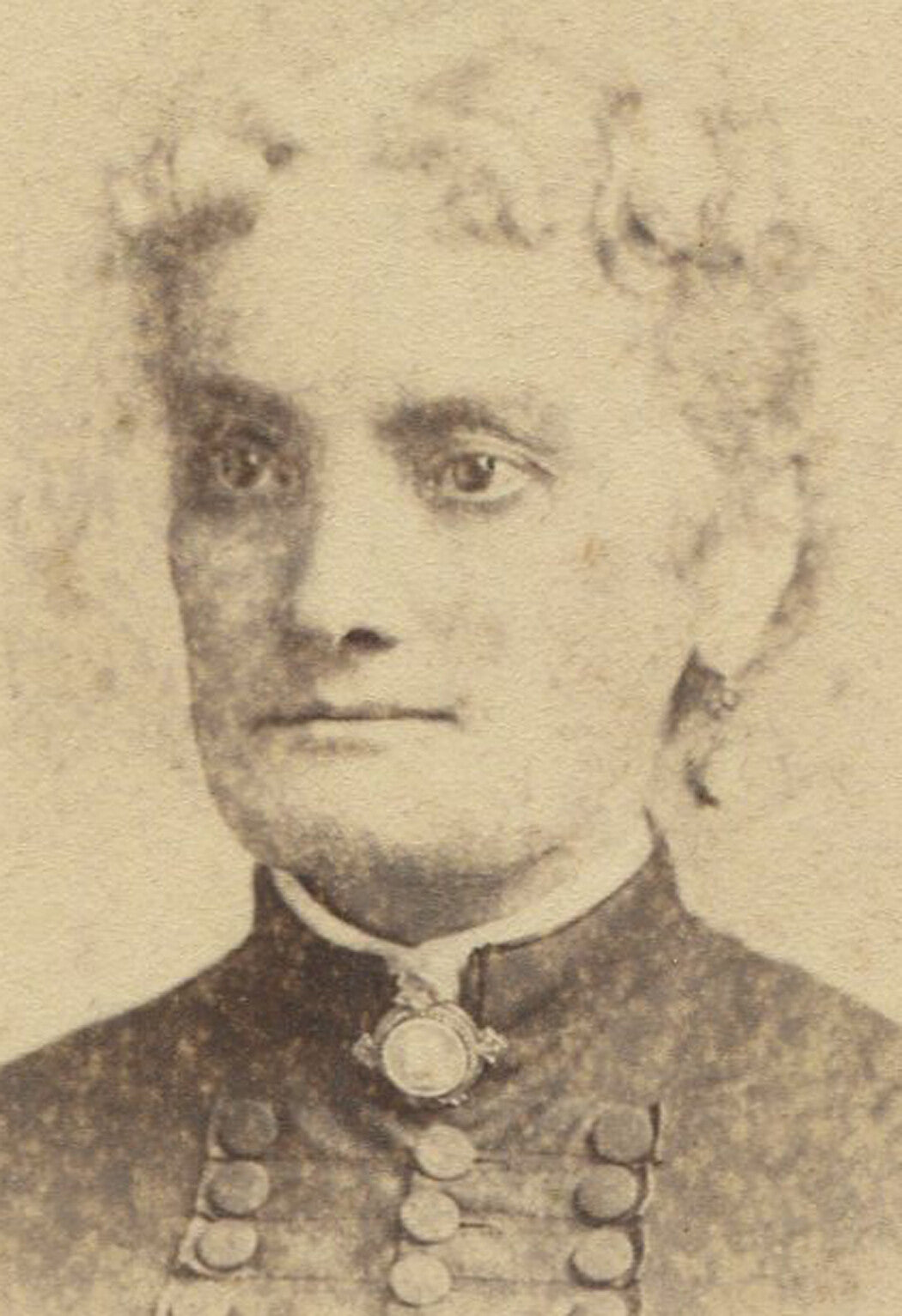 Vintage Cabinet Card Photo - Original, Older White-Haired Woman in Lament, New York Studio Portrait