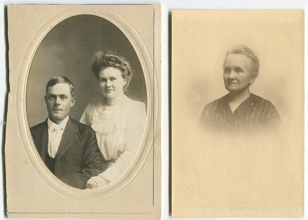 Vintage 1890s Four-Photo Card: Old Couple, Original 6x4 Photos for Framing & Wall Decor