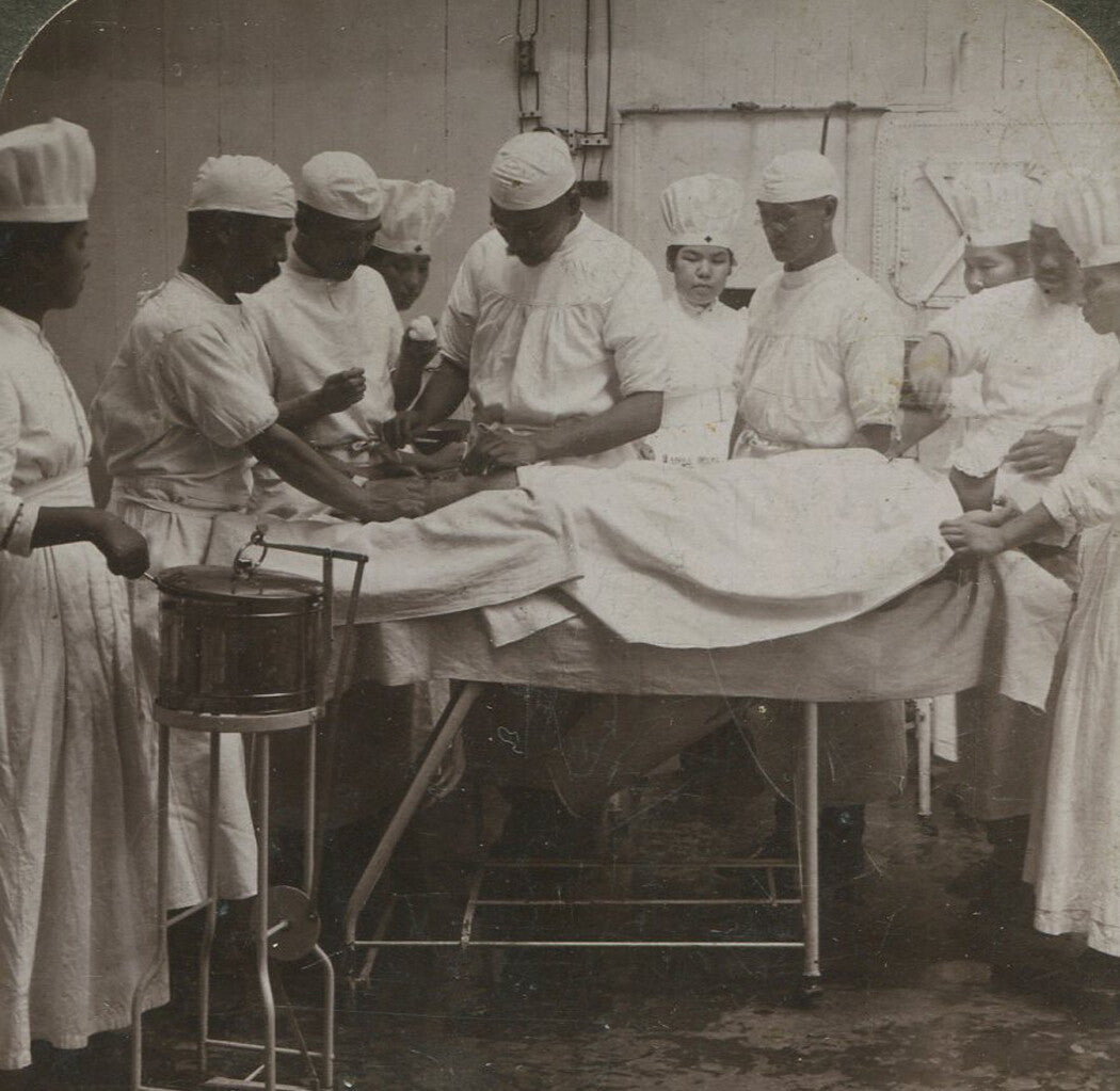 OPERATING ROOM, SURGERY. TOKYO, JAPAN. STEREOVIEW.