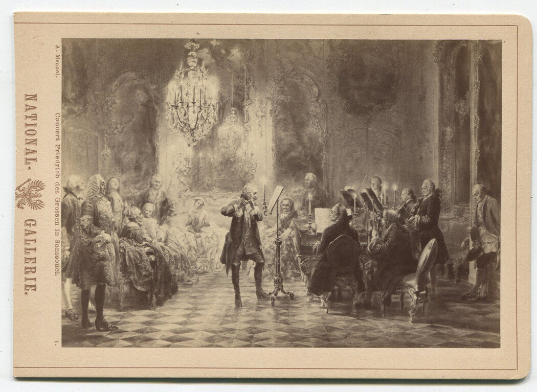 Vintage Cabinet Card Photo: Concert Portrait of Friedrich des Grossen in Sanssouci - Ideal Wall Decor