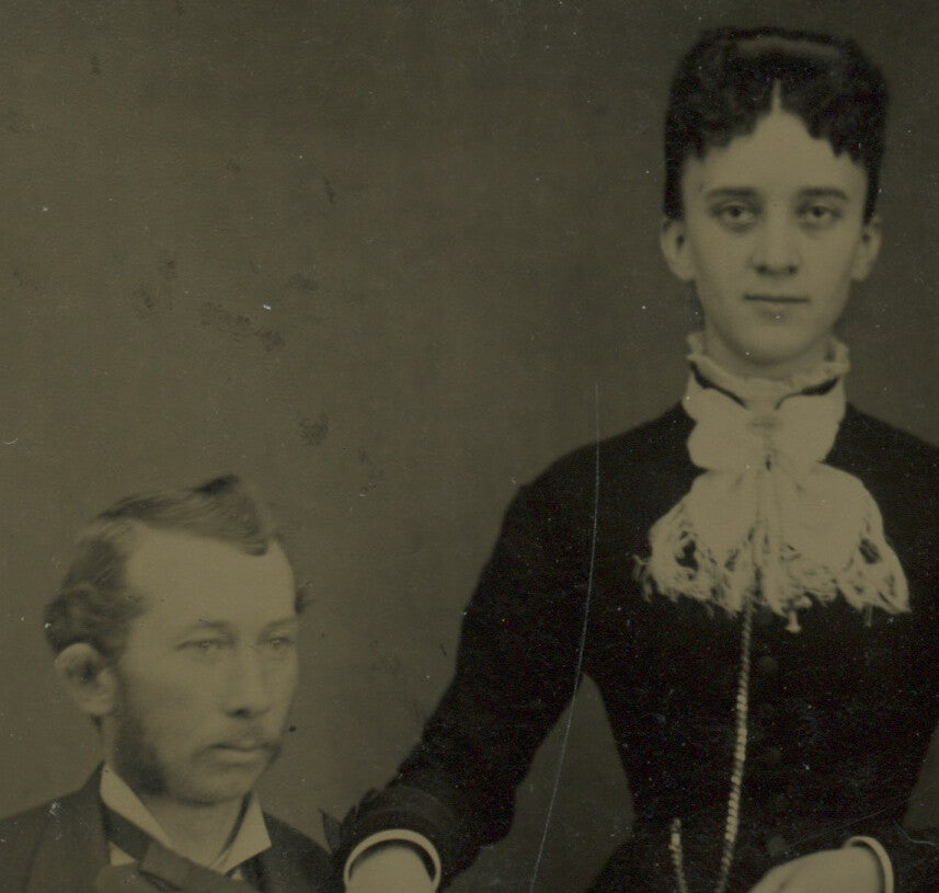 PORTRAIT MAN + WIFE, 1/6 PLATE TINTYPE