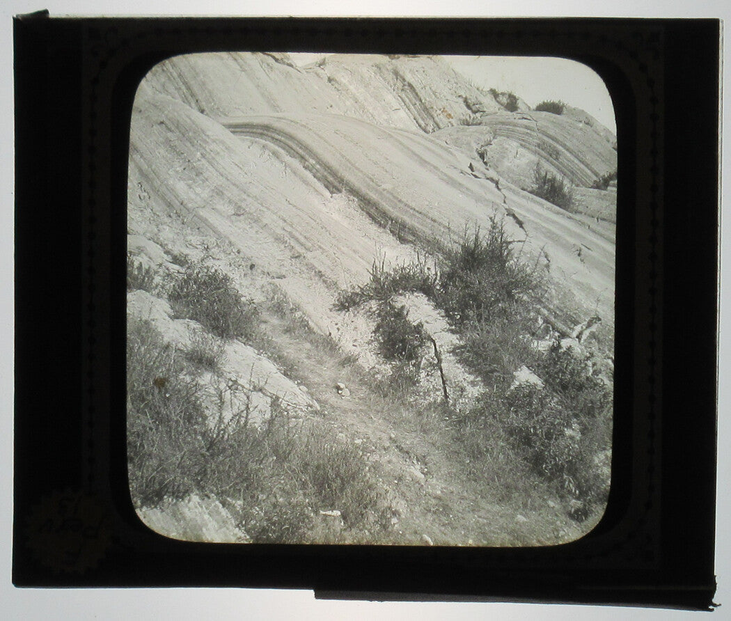 Vintage Lantern Slide: Glacial Rock, Sacsayhuaman, Peru -- Original 3.25x4in Photo