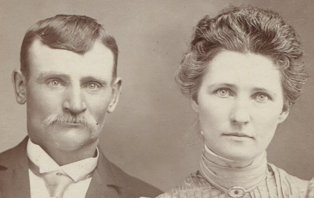 Beautiful Couple with Deep Set Eyes Cabinet Card Photo 3 Card Set Vintage