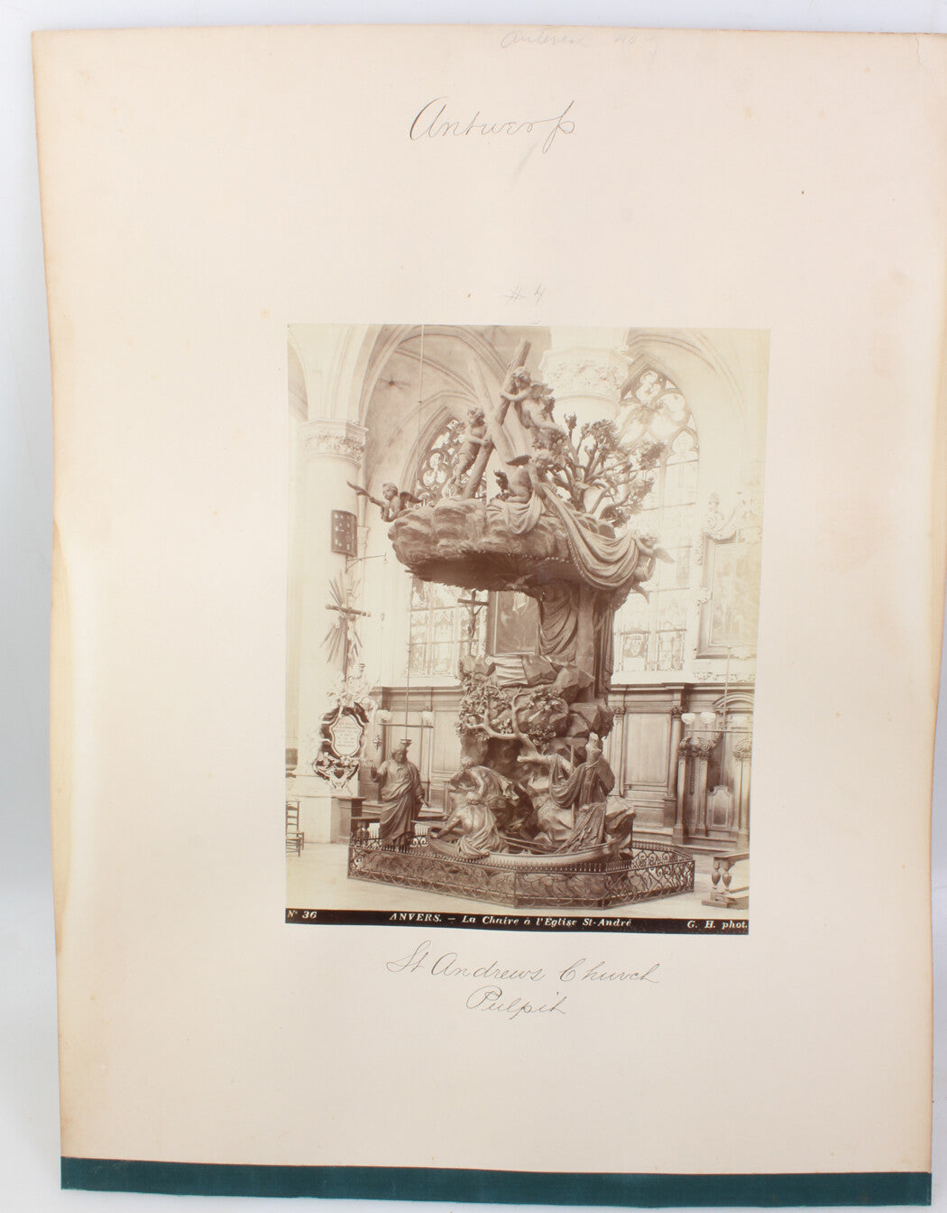 ANTWERP, BELGIUM. ST ANDREWS CHURCH PULPIT. 8x10 reprint