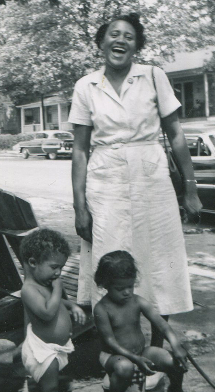 AFRICAN AMERICAN FAMILY, GRANDMOTHER WITH HER YOUNG GRANDCHILDREN. 3 SET.