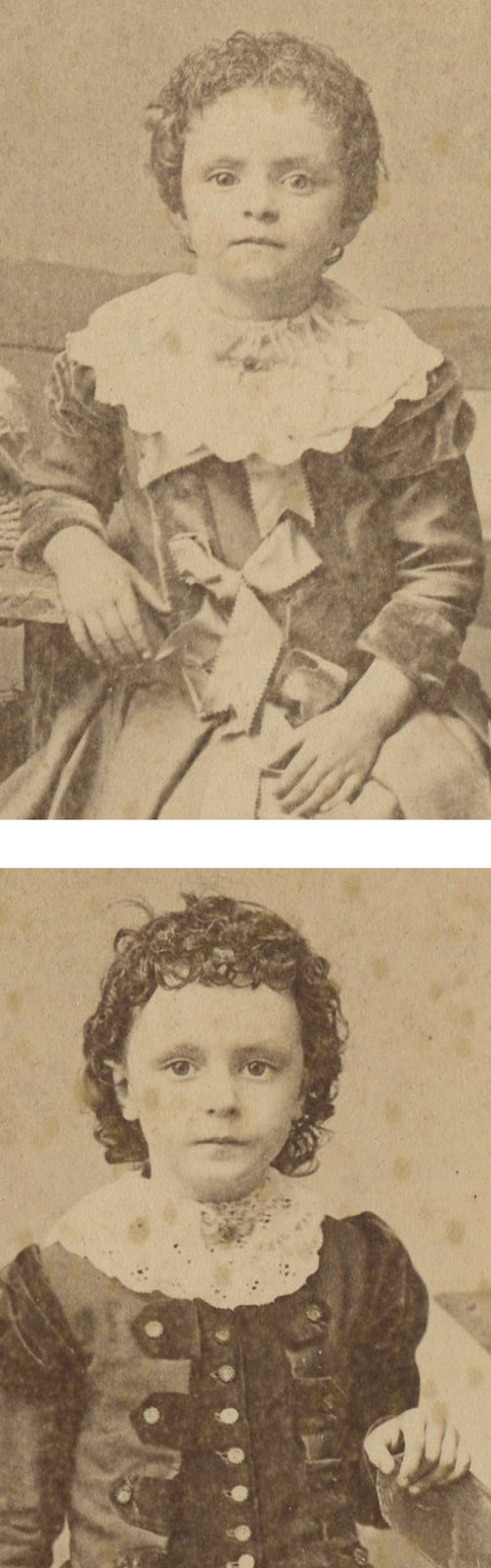 Two Cabinet Cards Curly Haired Young Sisters Kahoka Missouri Antique Photo