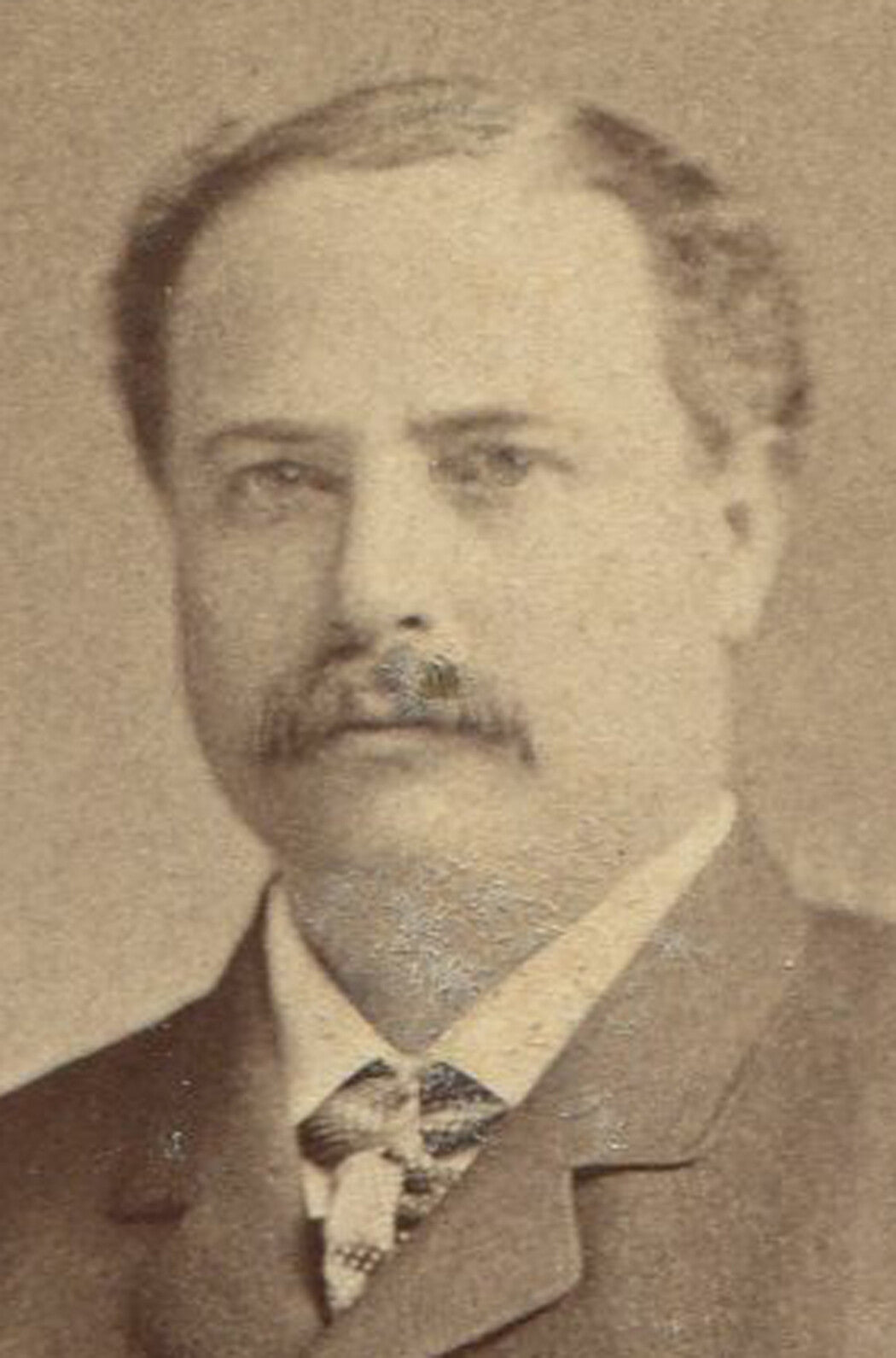 Vintage cabinet card portrait: stern-looking man, large 8.25x4 New York wall art, collectible vintage photo