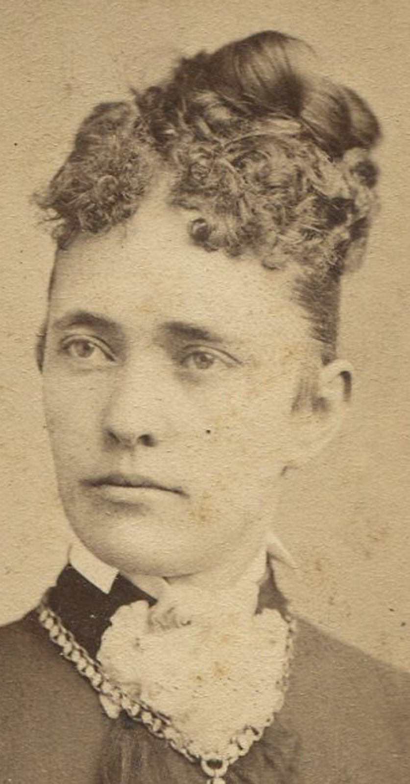 WOMAN WITH HIGH UP DO HAIR STYLE. CDV. PITTSBURGH, PA.
