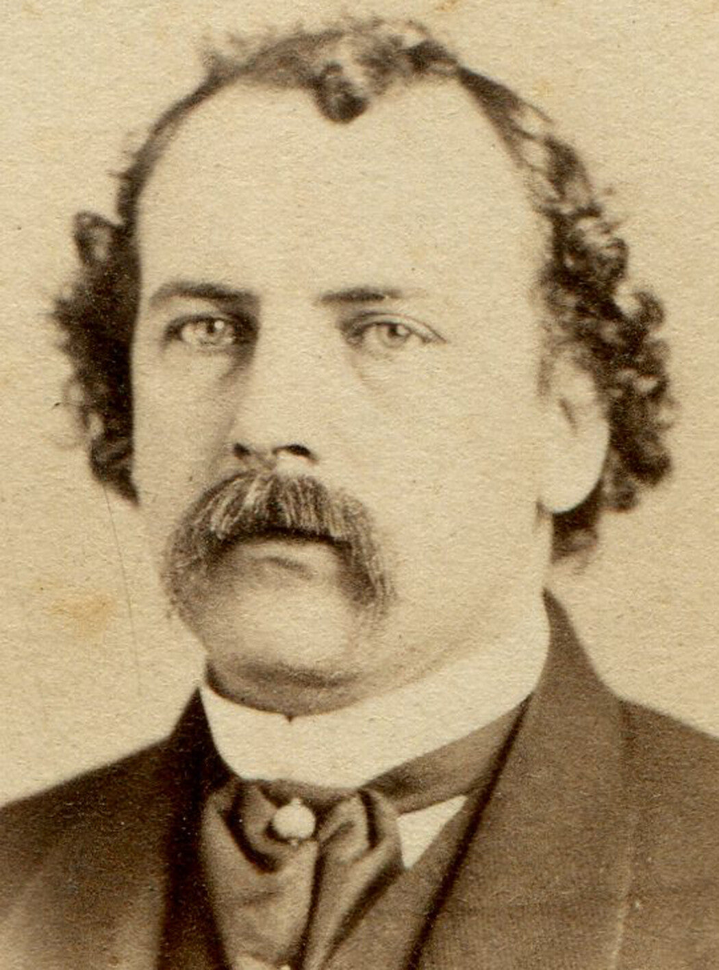 MAN WITH CURLY HAIR, PORN STAR MUSTACHE. CDV. PHILADELPHIA, PA.