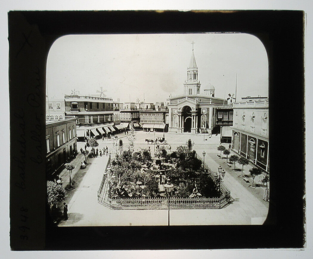 Vintage Cathedral Callao Peru Photo on Glass Lantern Slide - Original Photo