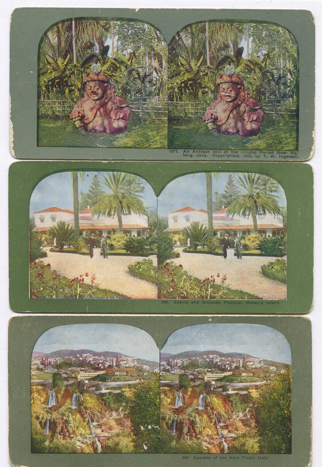 TROPIC SETTING. 3 SET TINTED STEREOLITHOGRAPHY.