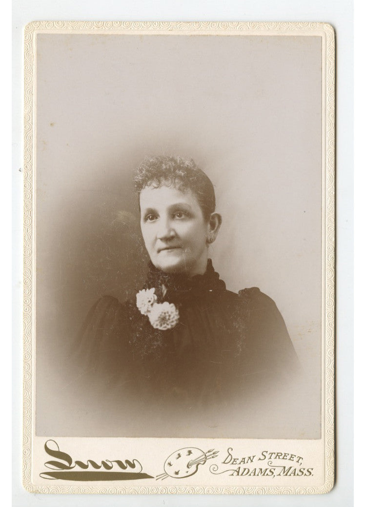 Vintage Cabinet Card Photo: Lady from Adams, MA by Snow Studio - 19th-Century Portrait, Original