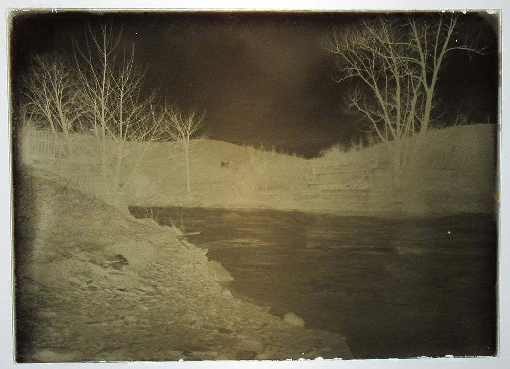 ALLEGHENY COUNTY, PA. BRIDGE AND STREAM. 5 X 7 GLASS PLATE NEGATIVE,CIRCA 1910s.
