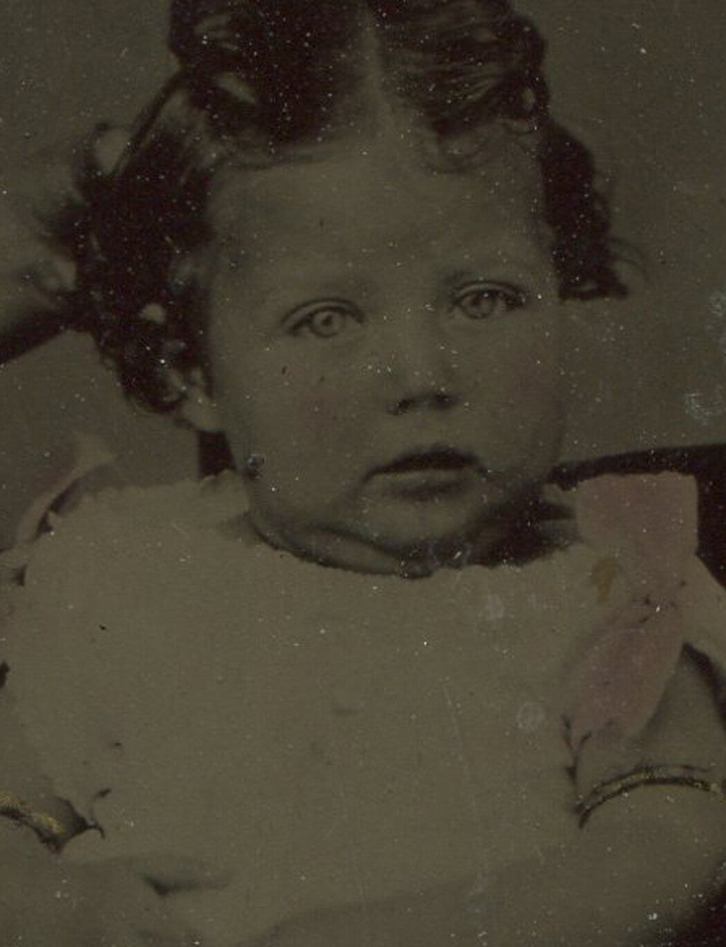 Hidden Mother Tintype Photo with Baby, Vintage 4x2.5 Inch Paper Mat