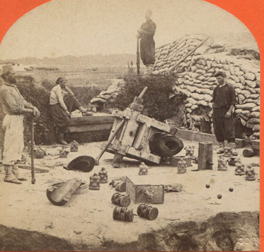 CIVIL WAR STEREOVIEW, CONFEDERATES AT YORKTOWN, VA.