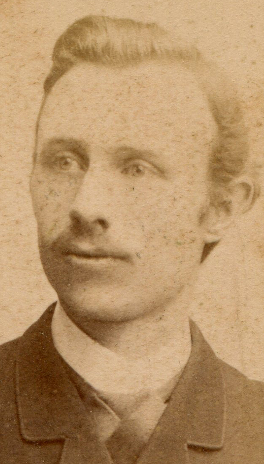 HANDSOME YOUNG MAN W/ A TICKLE OF A MUSTACHE. CDV. NORRKOPING, SWEDEN.