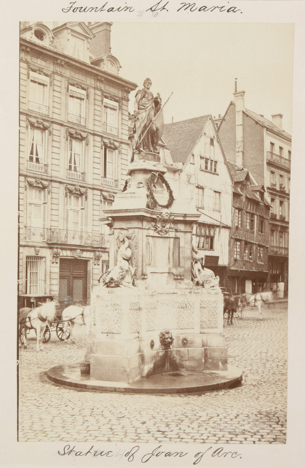 STATUE OF JOAN OF ARC IN TOWN SQUARE. FRANCE. 8x10 reprint