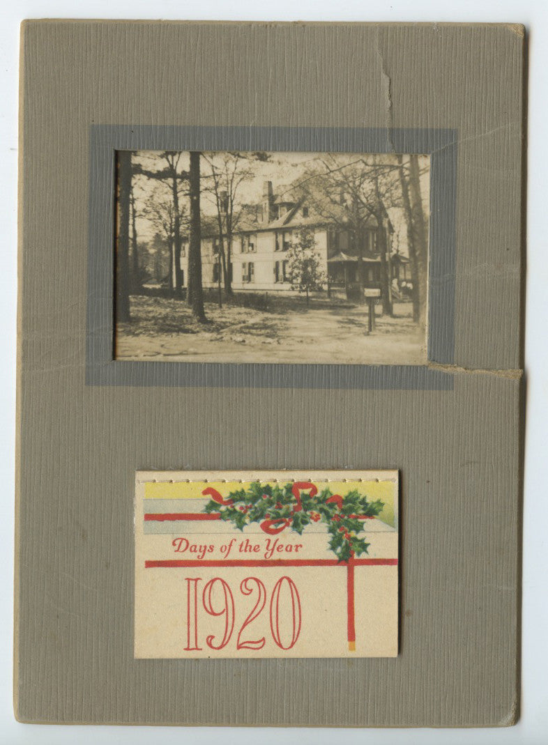 AMERICANA VINTAGE PHOTO 2 STORY HOUSE + 1920 CALENDAR W/ MOON PHASES