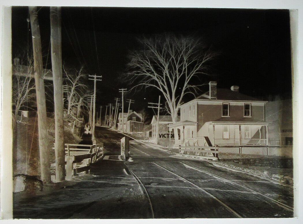 ALLEGHENY COUNTY, PA. BRIDGE AND STREAM. 5 X 7 GLASS PLATE NEGATIVE,CIRCA 1910s