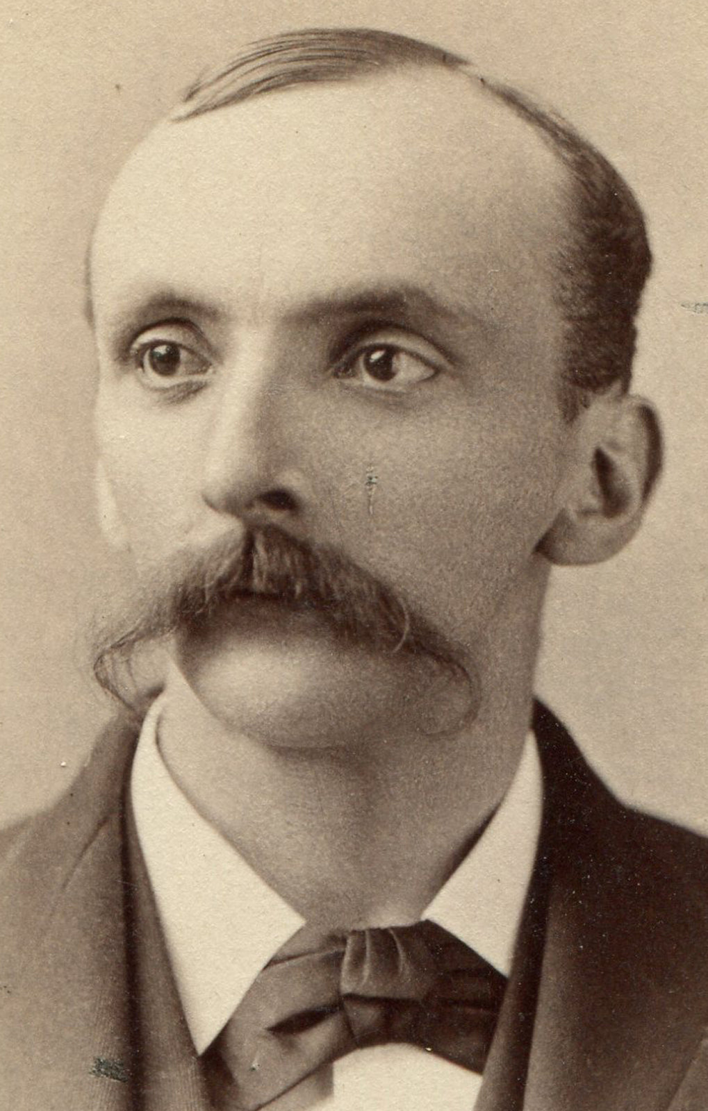 BEADY EYED MAN WITH WALRUS MUSTACHE. CDV. UTICA, N.Y.