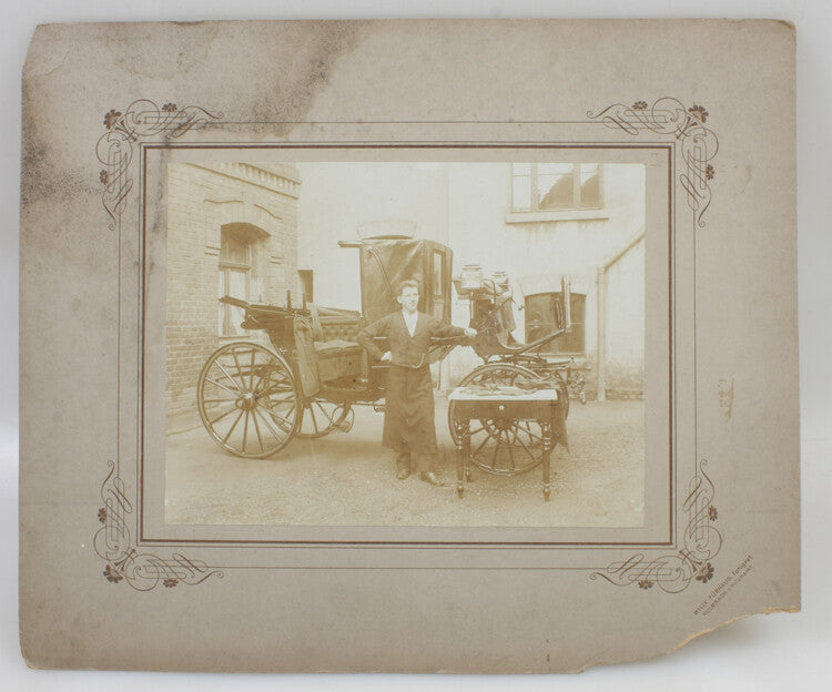 LARGE PHOTO OF CARRIAGE MAKER W/ BEAUTIFUL CARRIAGE TOOLS - KULMBACH, GERMANY