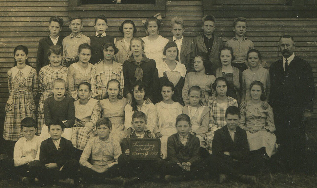Vintage school class photo postcard circa 1900 - authentic original, two-sided image, wall decor, educational keepsake