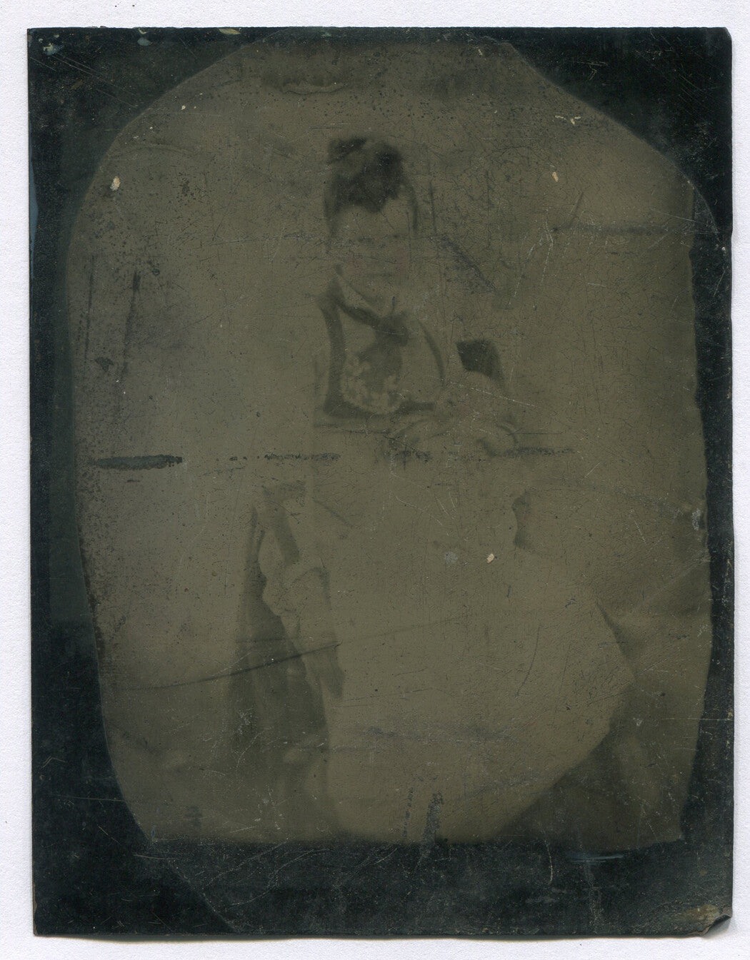 Ghostly Woman Tintype - Vintage 4x3in Photo, Authentic Old Portrait, Historic Image