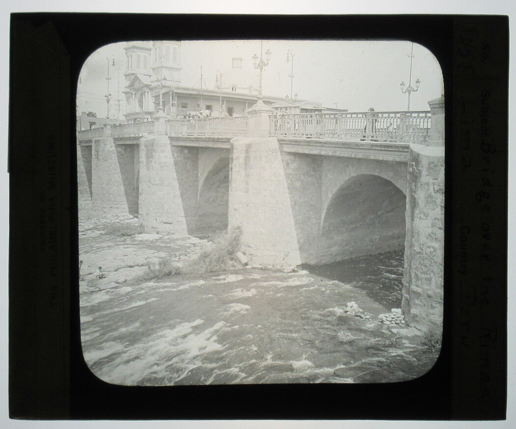 BRIDGE OVER RIMAC RIVER. LIMA, PERU. PHOTO ON GLASS.