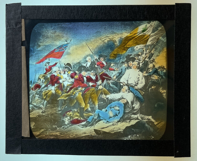 VINTAGE PHOTO ON GLASS OF PAINTING OF US REVOLUTIONARY WAR