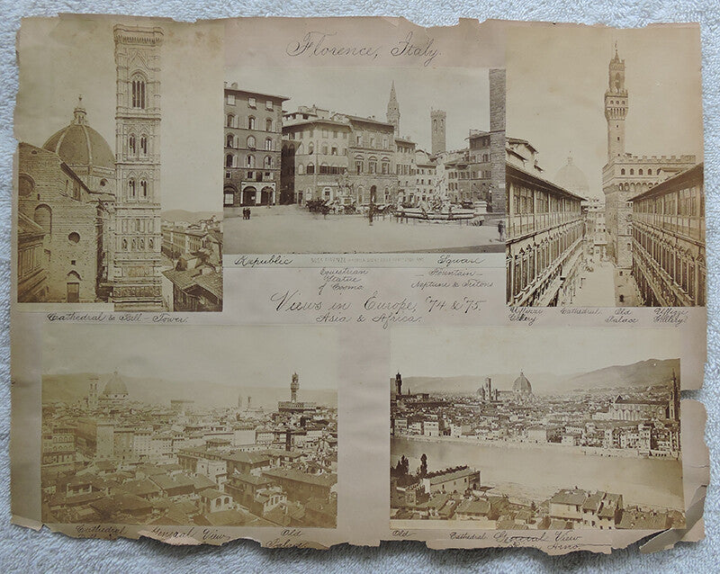 SET OF 5 ALBUMENT PRINTS SCENES FROM 1874 EUROPE, AFRICA + ASIA