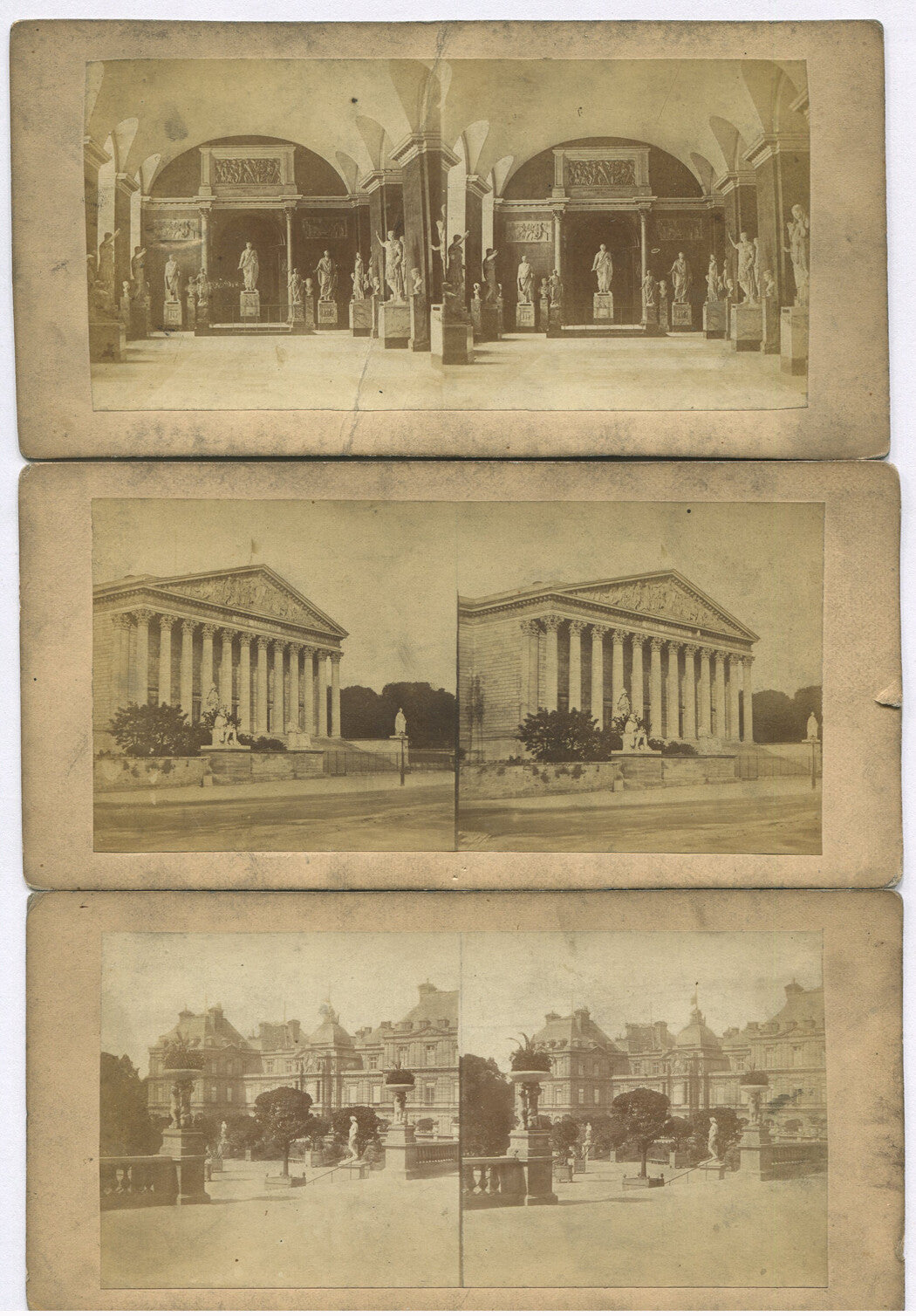 ARCHITECTURAL, STATUES, EUROPEAN SETTING. STEREOVIEWS, 3 SET.