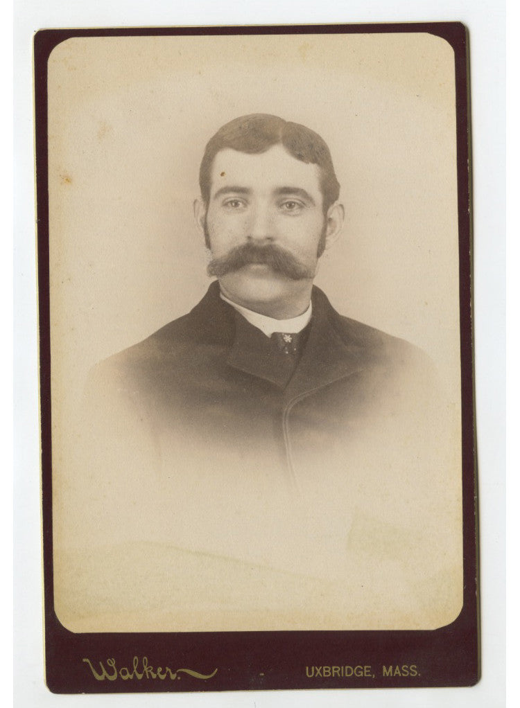 CAB PHOTO MAN W/ MOUSTACHE FROM UXBRIDGE, MASS, PORTRAIT BY WALKER