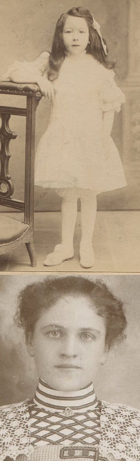 Vintage 1890s Gelatin Silver Photograph of a Young Woman in Collar Original