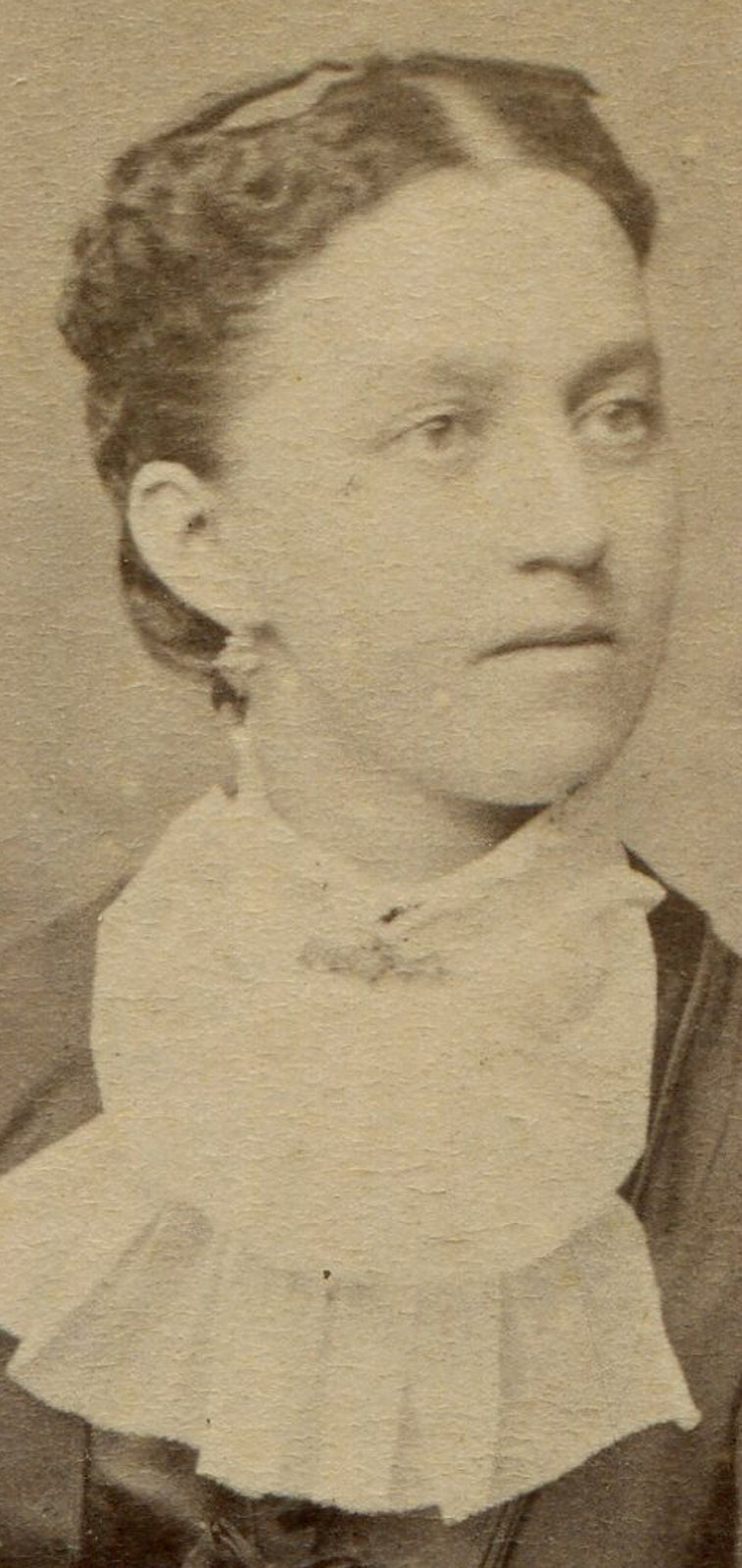 WOMAN WEARING EARRINGS, BIB FRONT DRESS. CDV. BETHLEHEM, PA.