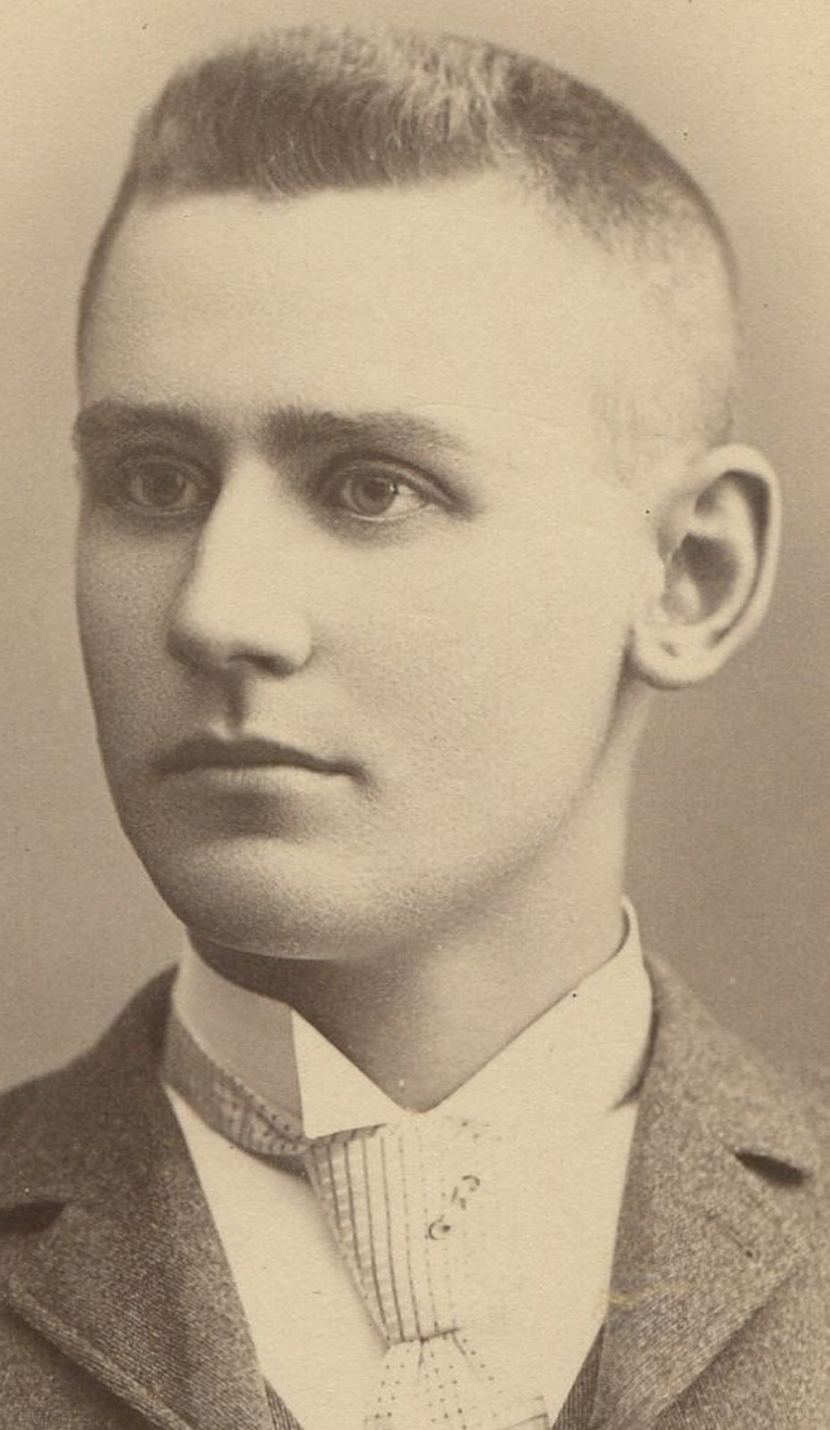 YOUNG MAN, HIGH AND TIGHT HAIRCUT. CABINET CARD GALESBURG, ILL.