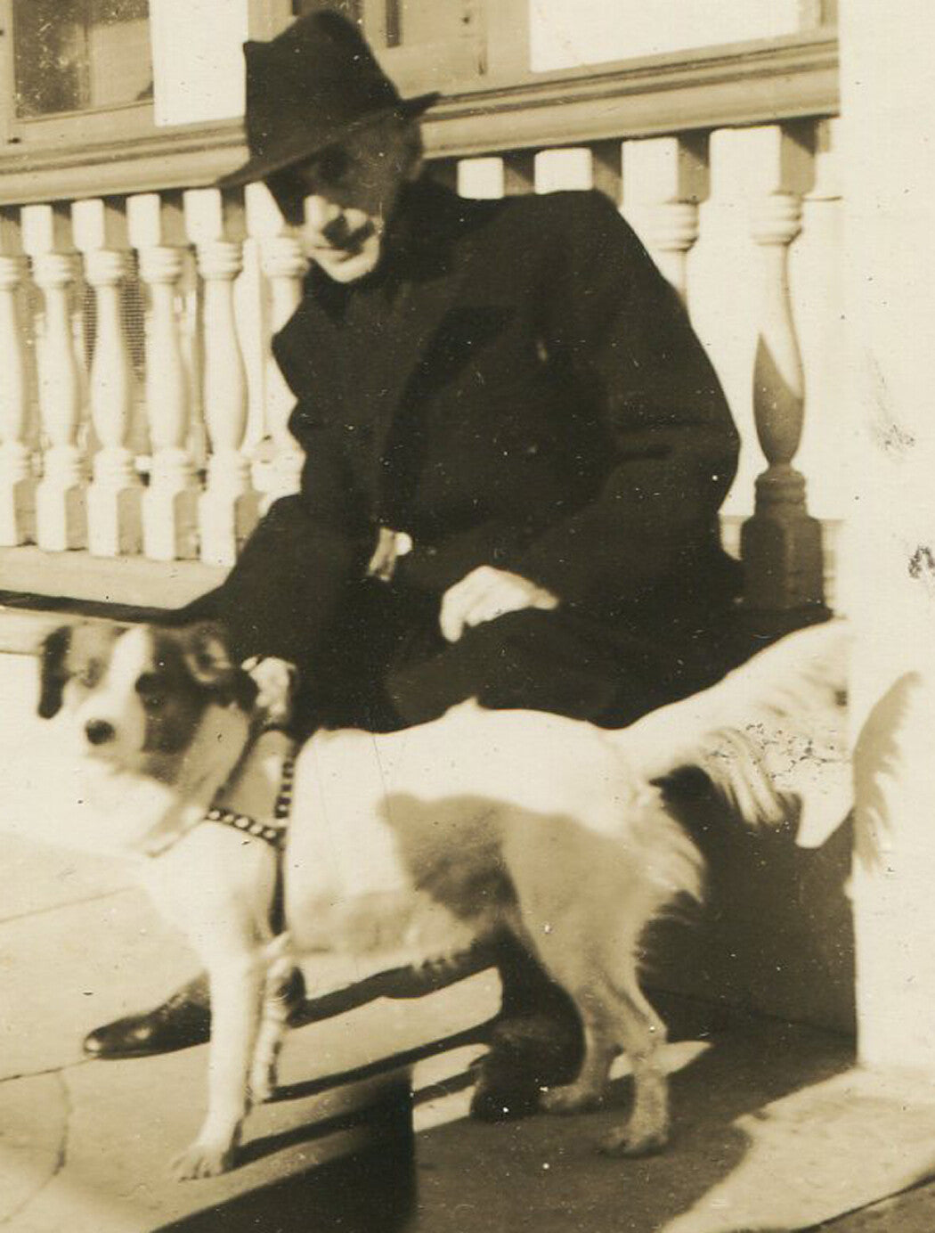 MYSTERIOUS MAN WITH CUTE LITTLE DOG. 1940s.