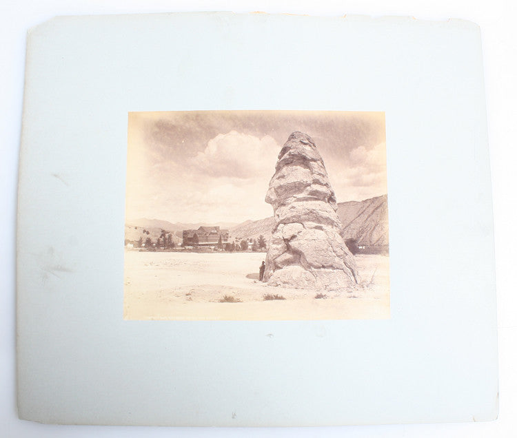 7X9 ALBUMEN PHOTO BY F.J. HAYNES OF YELLOWSTONE LIBERTY CAP HOTEL