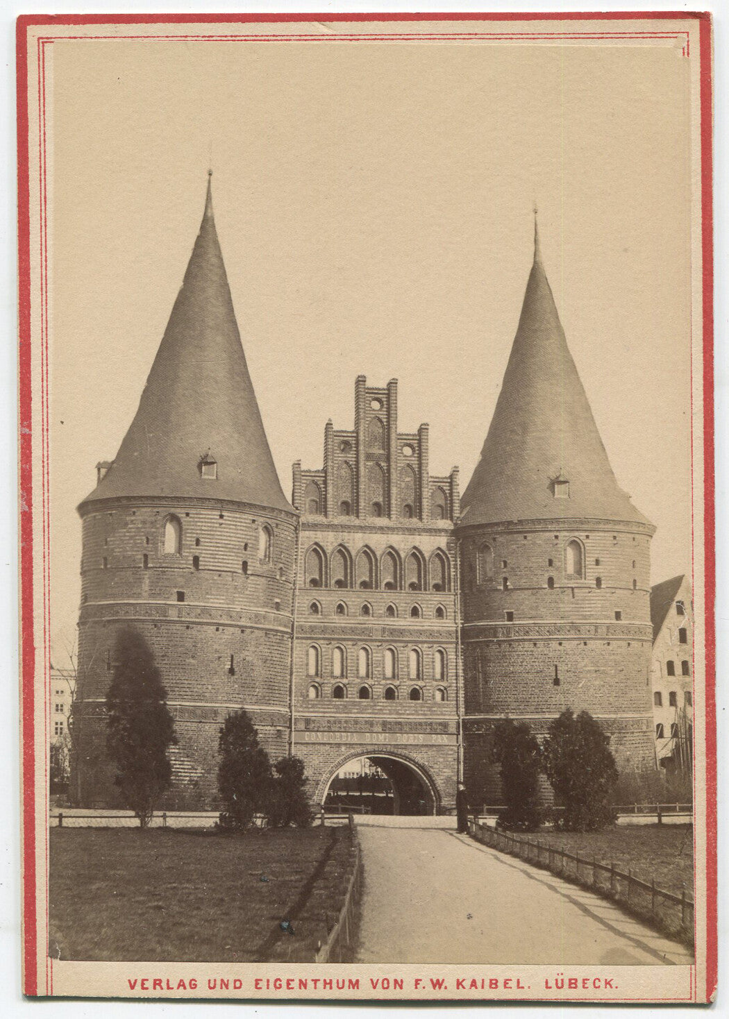 Vintage Gothic Holstentorplatz Lübeck Germany Cabinet Card Photo - Historic German Landmark, Authentic Vintage Card