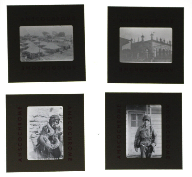 35MM SLIDES OF WWII SOLDIER IN INDIA W/ SOLDIERS, ELEPHANTS, MORE - SET OF 95