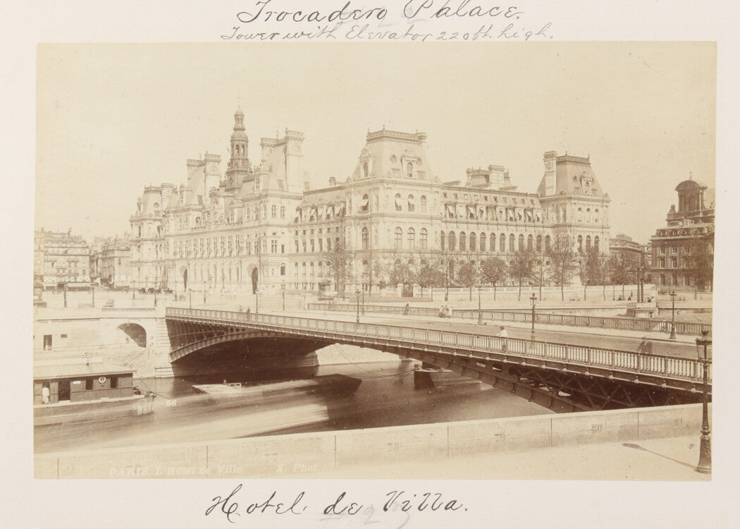 Vintage Paris Hotel de Ville 8x10 Photo - Exterior Bridge View, Paris Wall Art,