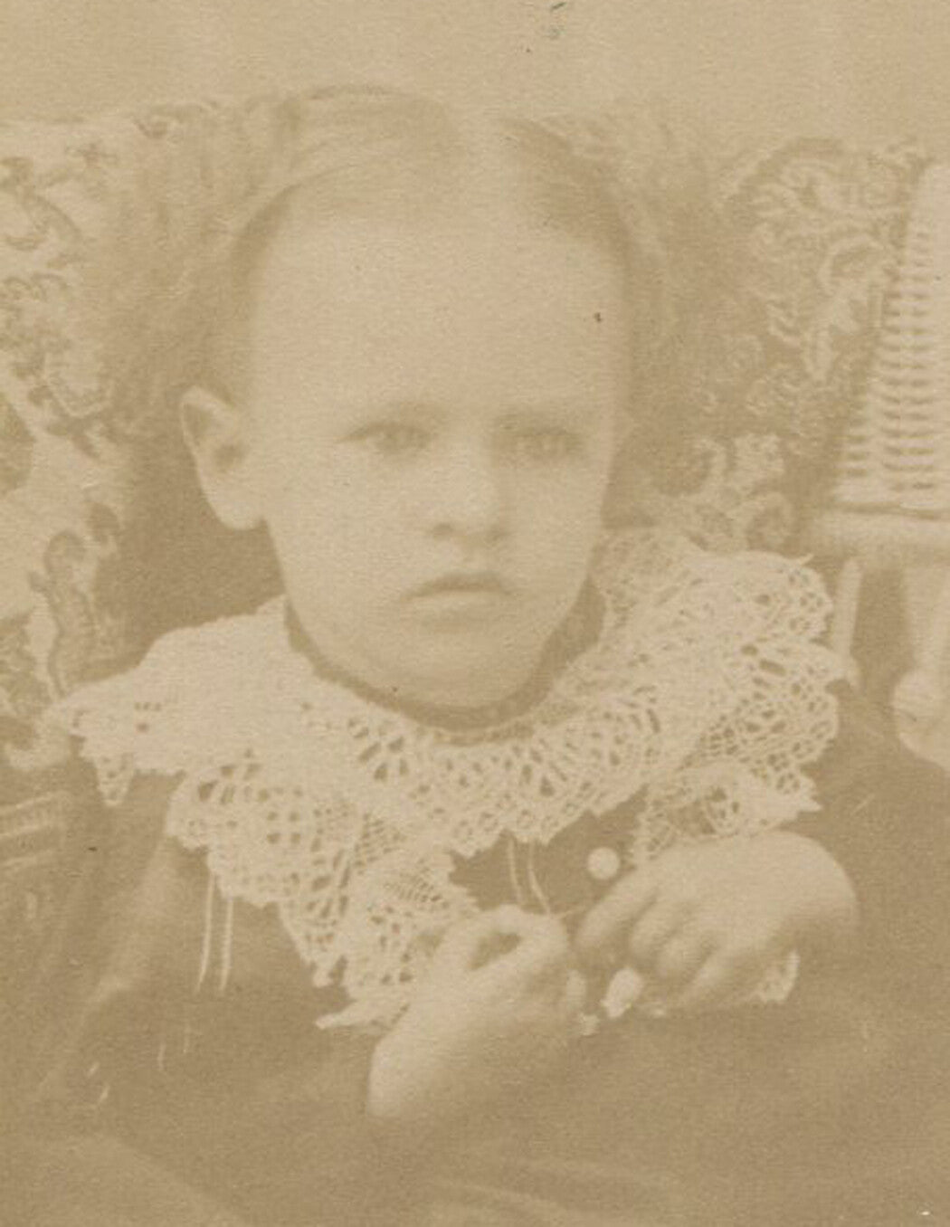 TODDLER POSED ON CHAIR. CABINET CARD, NORWOOD, N.J.
