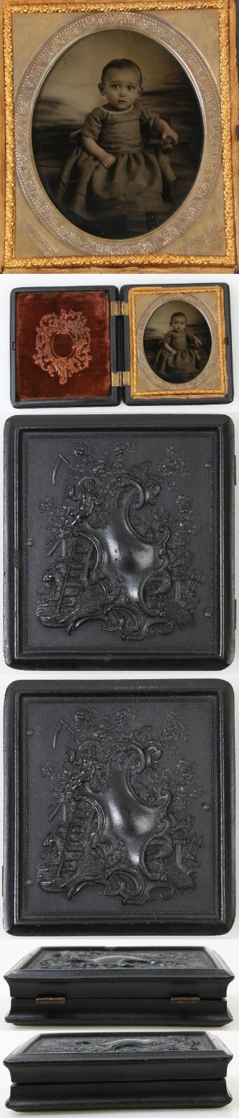 EXQUISITE TODDLER, INQUISITIVE EXPRESSION. FINELY TINTED 6TH PLATE AMBRO. RARE