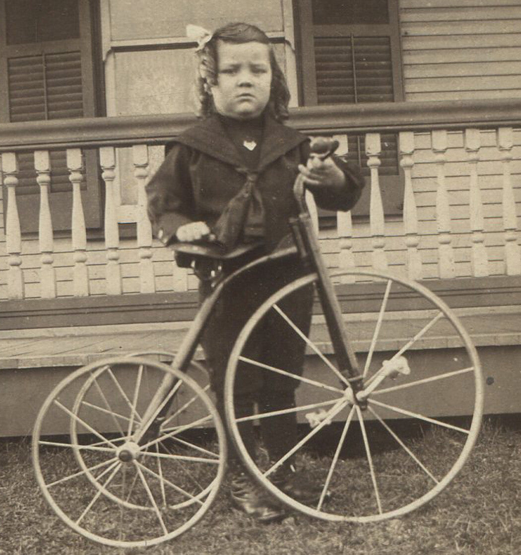 GIRL W/ TRICYCLE. LOOKIN LIKE A BOSS. B W PHOTO 1930.