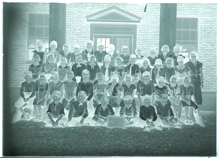 5X7 PHOTO NEGATIVE ON GLASS OF SCHOOL CHILDREN OUTDOORS