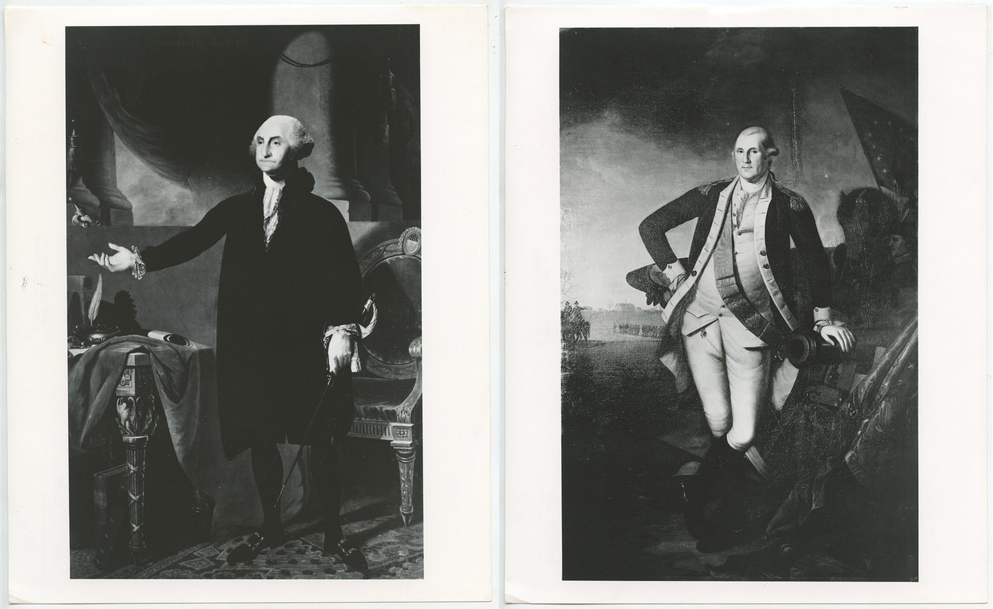 GEORGE WASHINGTON, 1ST U.S. PRESIDENT, 8X10 B+W PHOTO SET OF 2 REPRINT ONLY