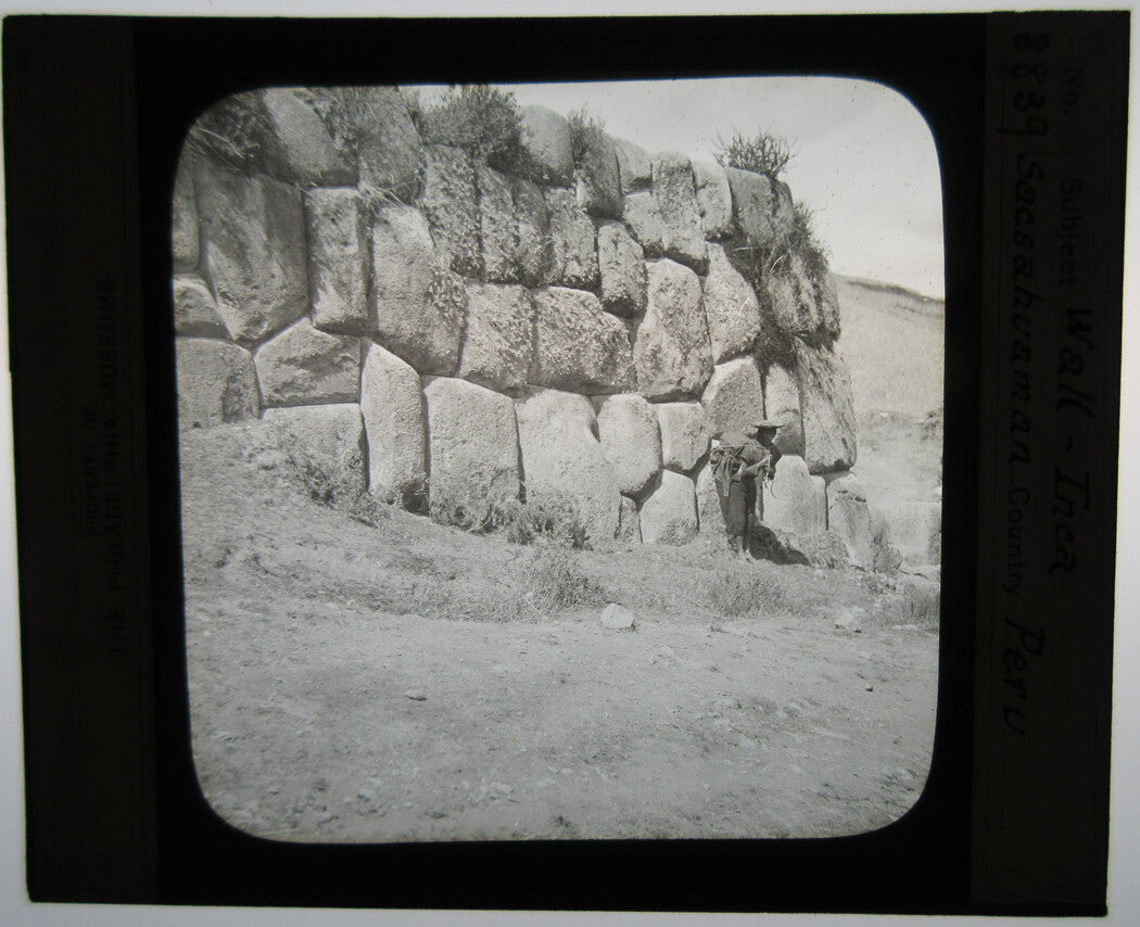 WALL RUINS , INCA. SACSAYHUAMAN, PERU. PHOTO ON GLASS.