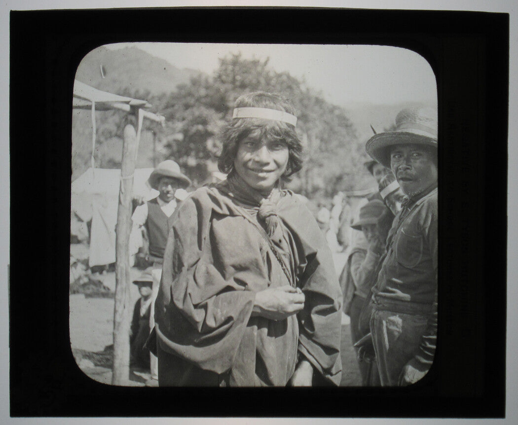 YOUNG INDIGENOUS MAN. PERENE, PERU. PHOTO ON GLASS.